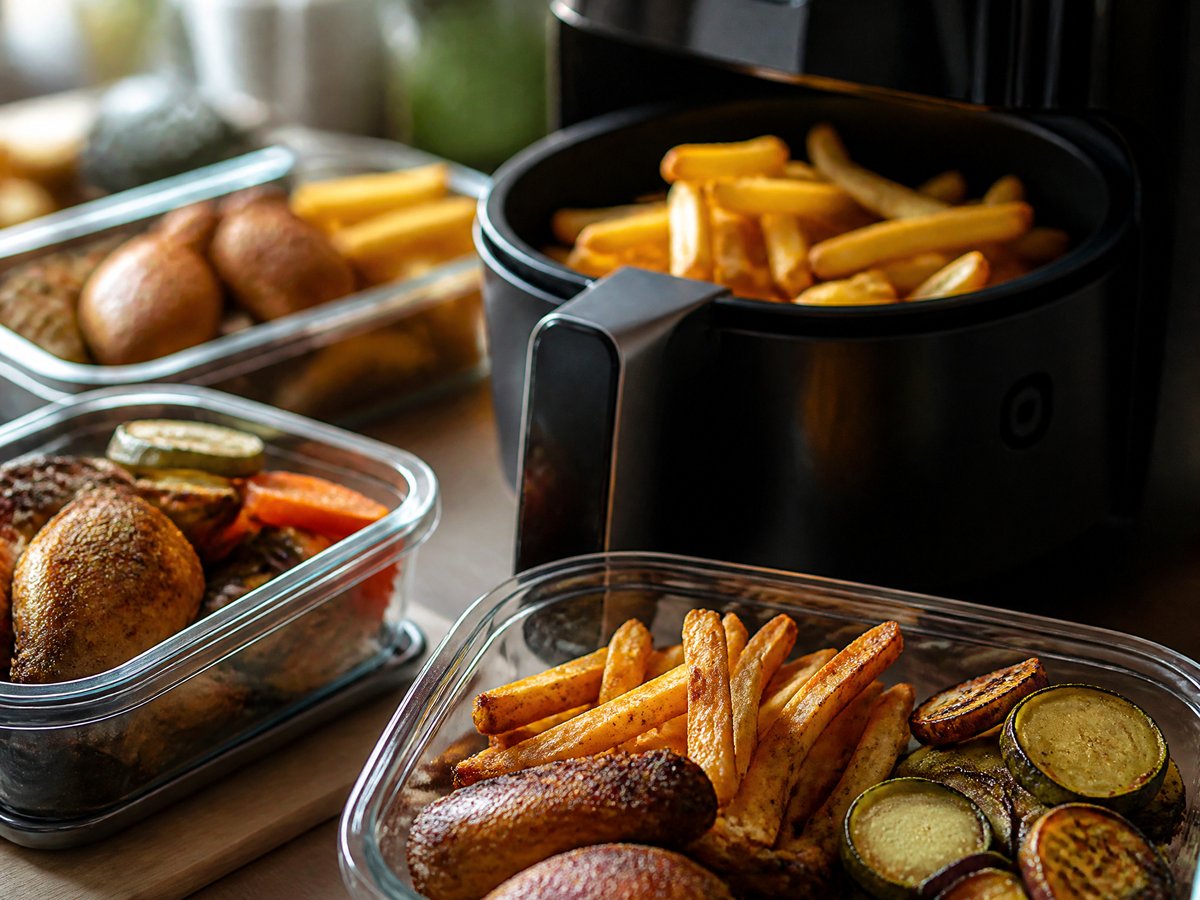 Air Fryer Meal Prep - Der Workflow: vorbereiten, garen, abkühlen, lagern, aufwärmen
